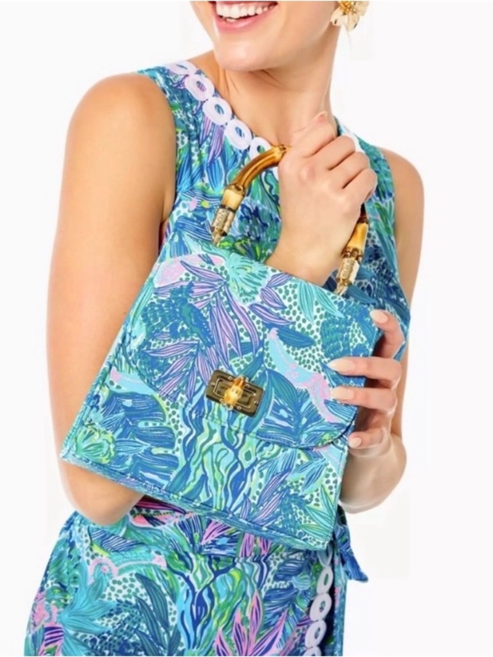 Lilly Pulitzer Botanical Bamboo Top-Handle Bag